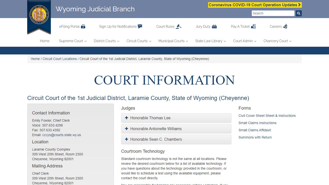 Circuit Court of the 1st Judicial District, Laramie County, State of ...